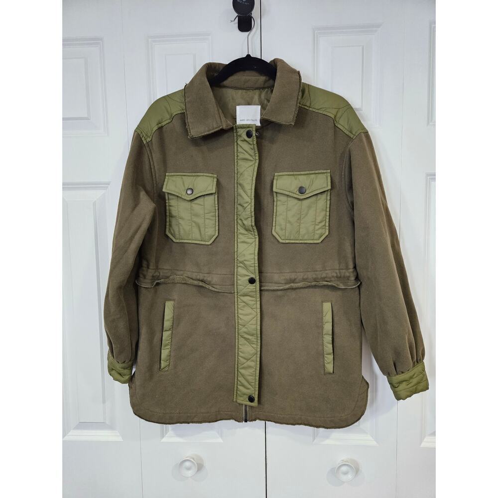 Avec Les Filles Oversized Shirt Jacket Womens Size Small Shacket Army Green